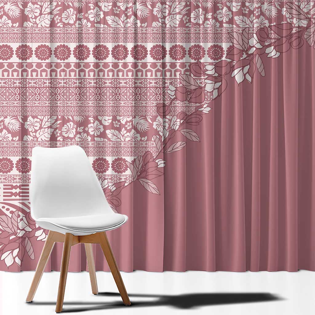 Fiji Marau na Kerisimasi Window Curtain Dusty Rose Tagimoucia Tapa Masi Tribal - Polynesian Pride