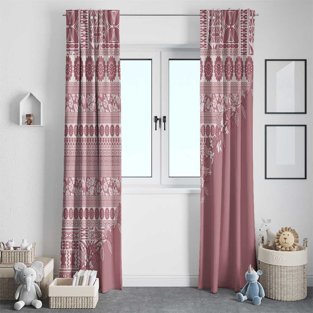 Fiji Marau na Kerisimasi Window Curtain Dusty Rose Tagimoucia Tapa Masi Tribal - Polynesian Pride