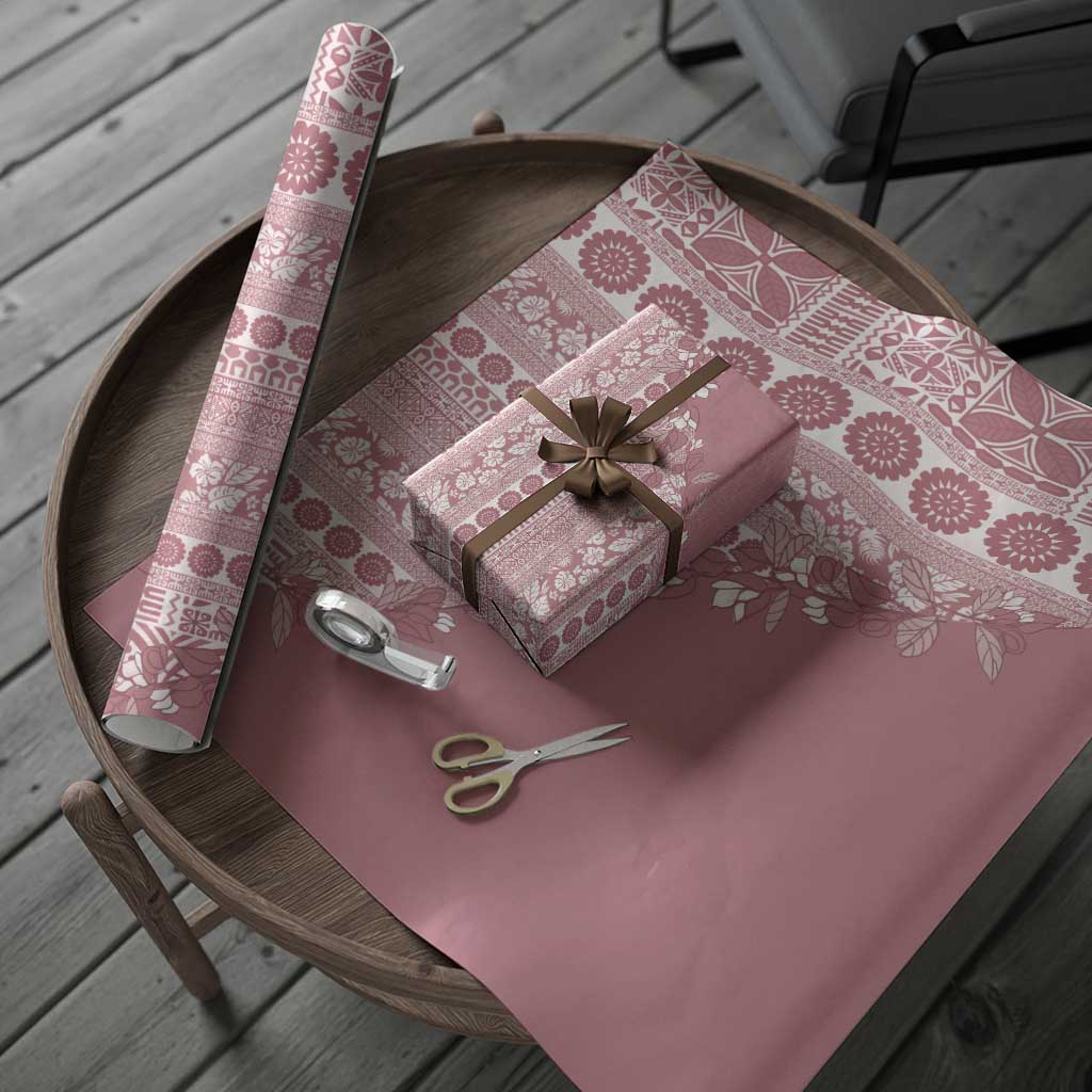 Fiji Marau na Kerisimasi Wrapping Paper Dusty Rose Tagimoucia Tapa Masi Tribal - Polynesian Pride