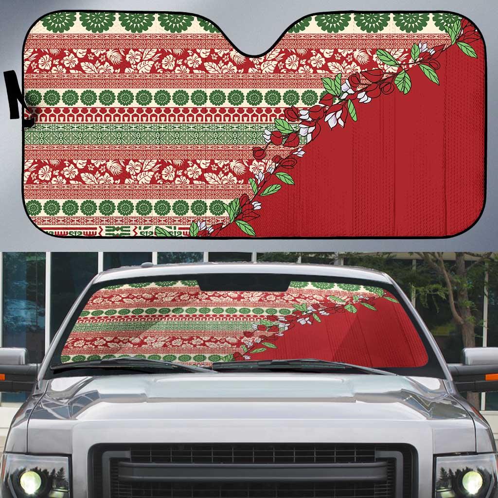 Fiji Marau na Kerisimasi Auto Sun Shade Red Tagimoucia Tapa Masi Tribal - Polynesian Pride