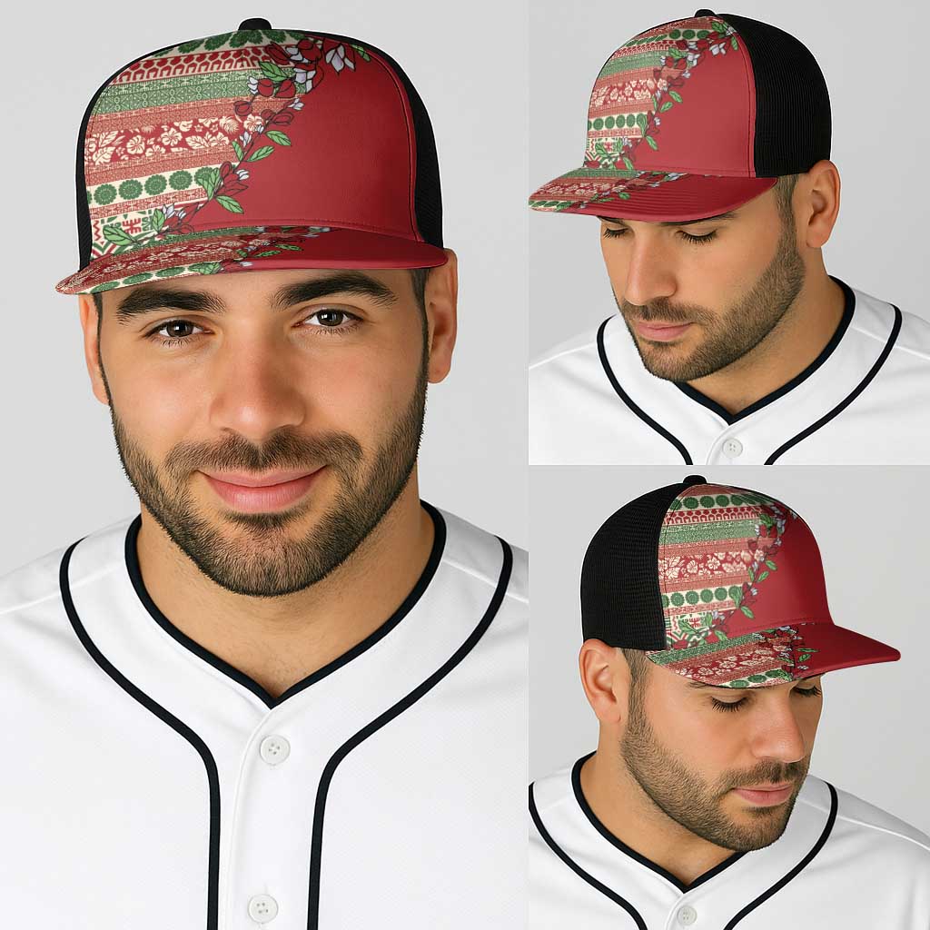 Fiji Marau na Kerisimasi Baseball Net Cap Red Tagimoucia Tapa Masi Tribal - Polynesian Pride