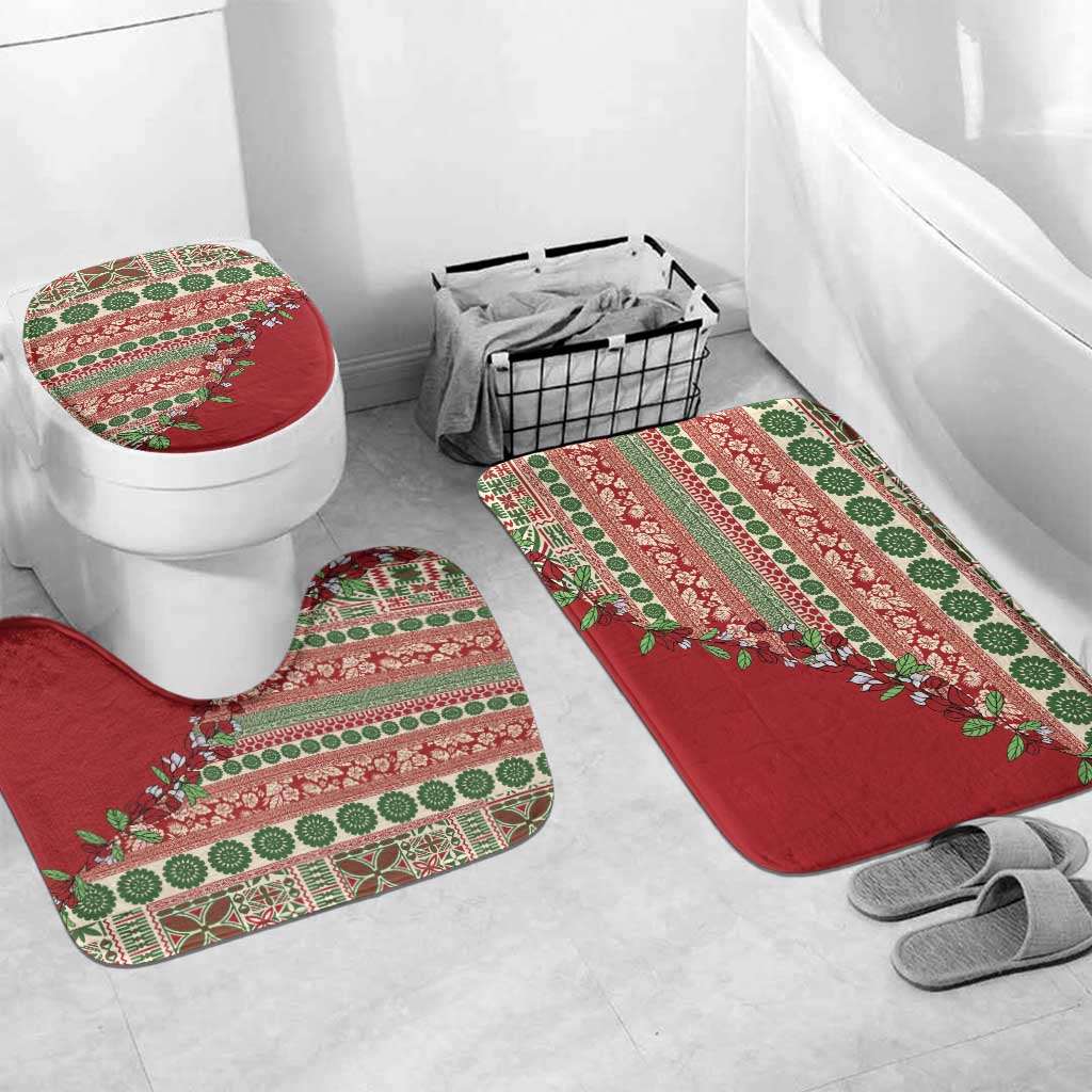 Fiji Marau na Kerisimasi Bathroom Set Red Tagimoucia Tapa Masi Tribal - Polynesian Pride
