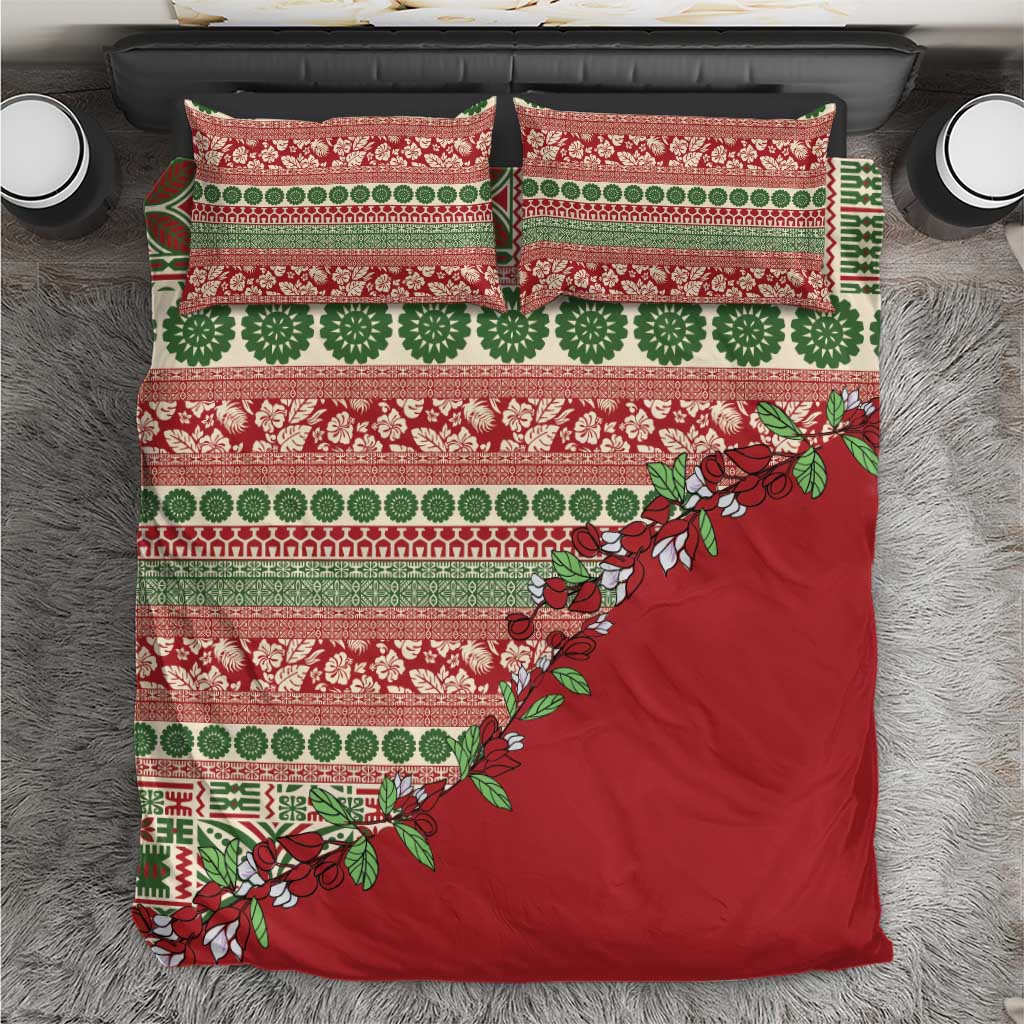Fiji Marau na Kerisimasi Bedding Set Red Tagimoucia Tapa Masi Tribal - Polynesian Pride