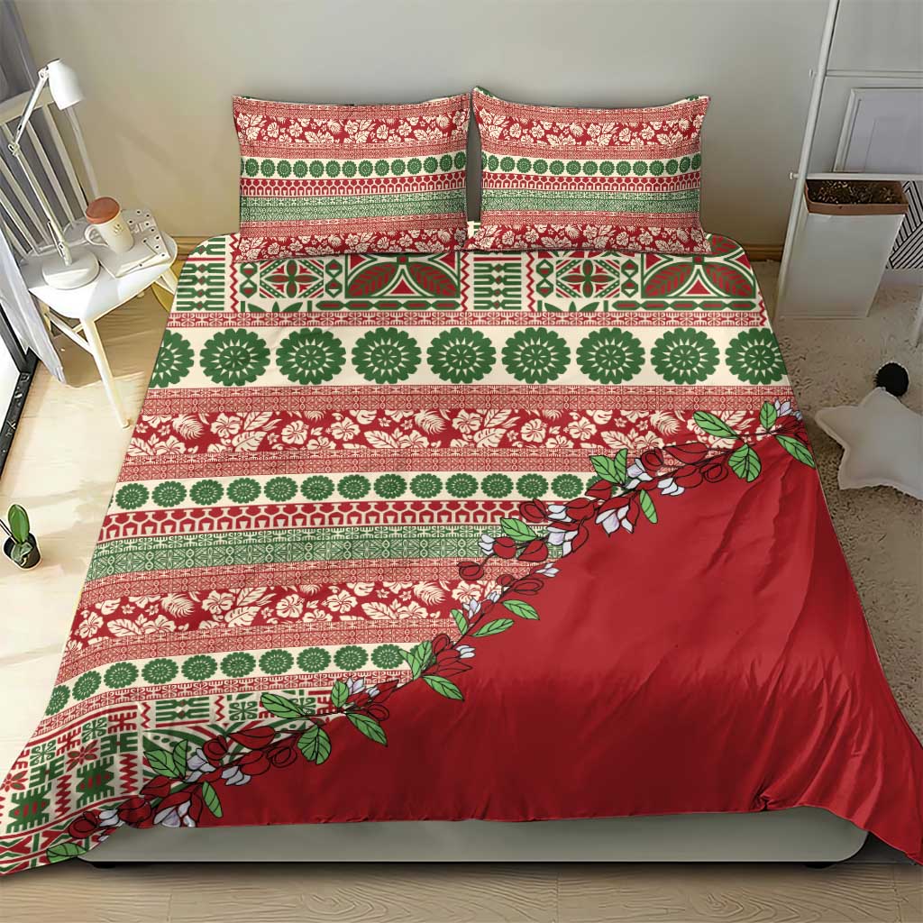 Fiji Marau na Kerisimasi Bedding Set Red Tagimoucia Tapa Masi Tribal - Polynesian Pride