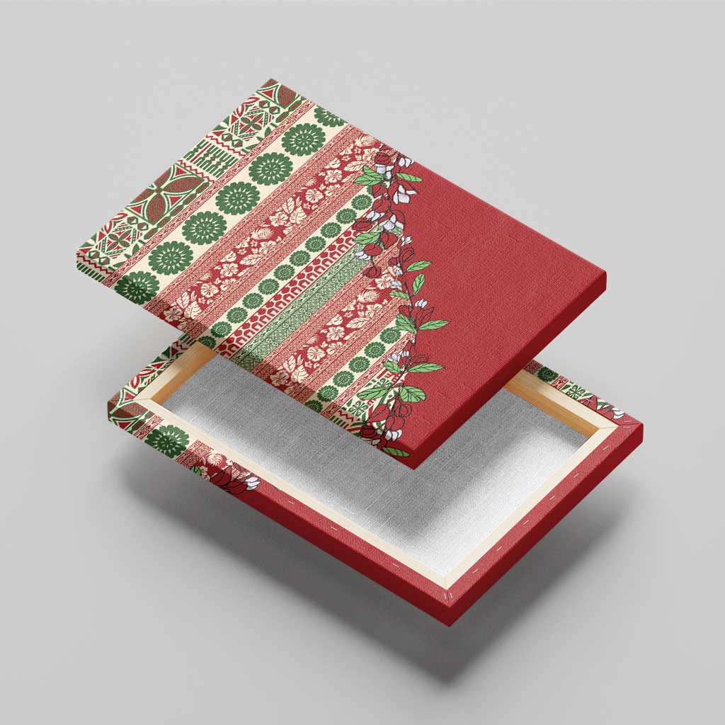 Fiji Marau na Kerisimasi Canvas Wall Art Red Tagimoucia Tapa Masi Tribal - Polynesian Pride