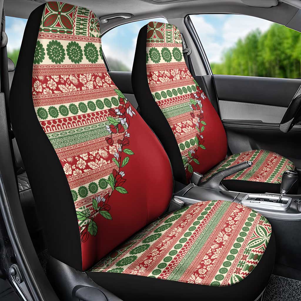 Fiji Marau na Kerisimasi Car Seat Cover Red Tagimoucia Tapa Masi Tribal - Polynesian Pride