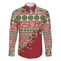 Fiji Marau na Kerisimasi Family Matching Mermaid Dress and Hawaiian Shirt Red Tagimoucia Tapa Masi Tribal - Polynesian Pride