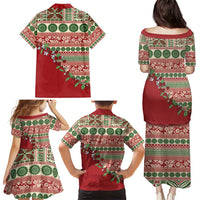 Fiji Marau na Kerisimasi Family Matching Puletasi and Hawaiian Shirt Red Tagimoucia Tapa Masi Tribal - Polynesian Pride
