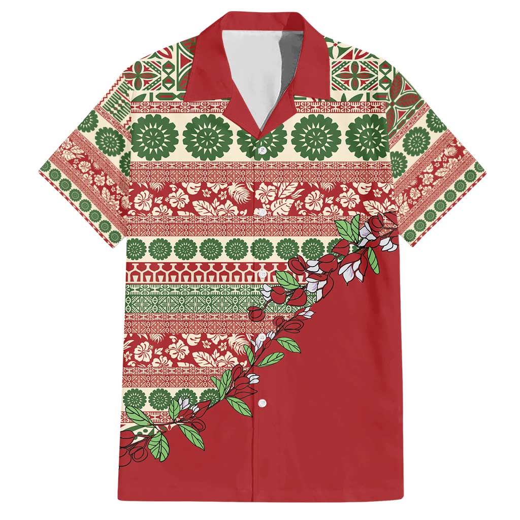 Fiji Marau na Kerisimasi Hawaiian Shirt Red Tagimoucia Tapa Masi Tribal - Polynesian Pride