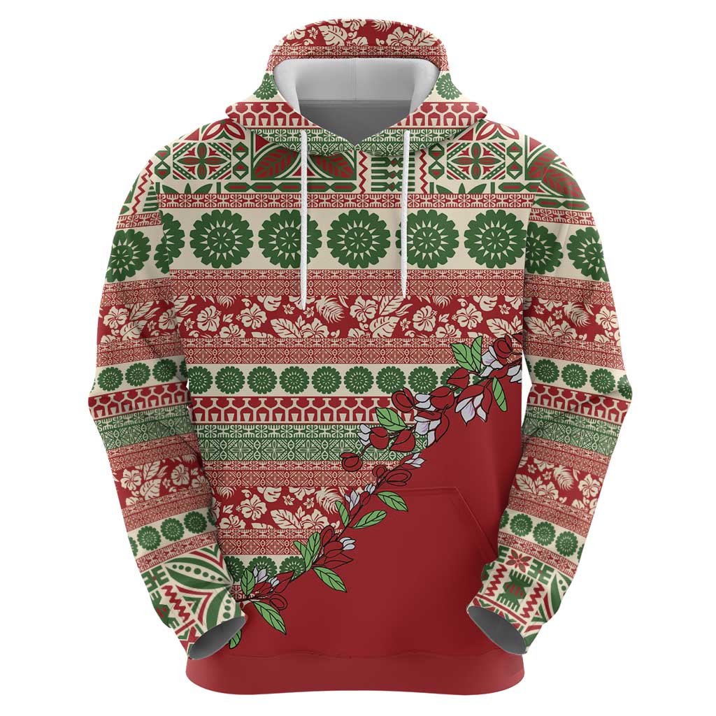 Fiji Marau na Kerisimasi Hoodie Red Tagimoucia Tapa Masi Tribal - Polynesian Pride