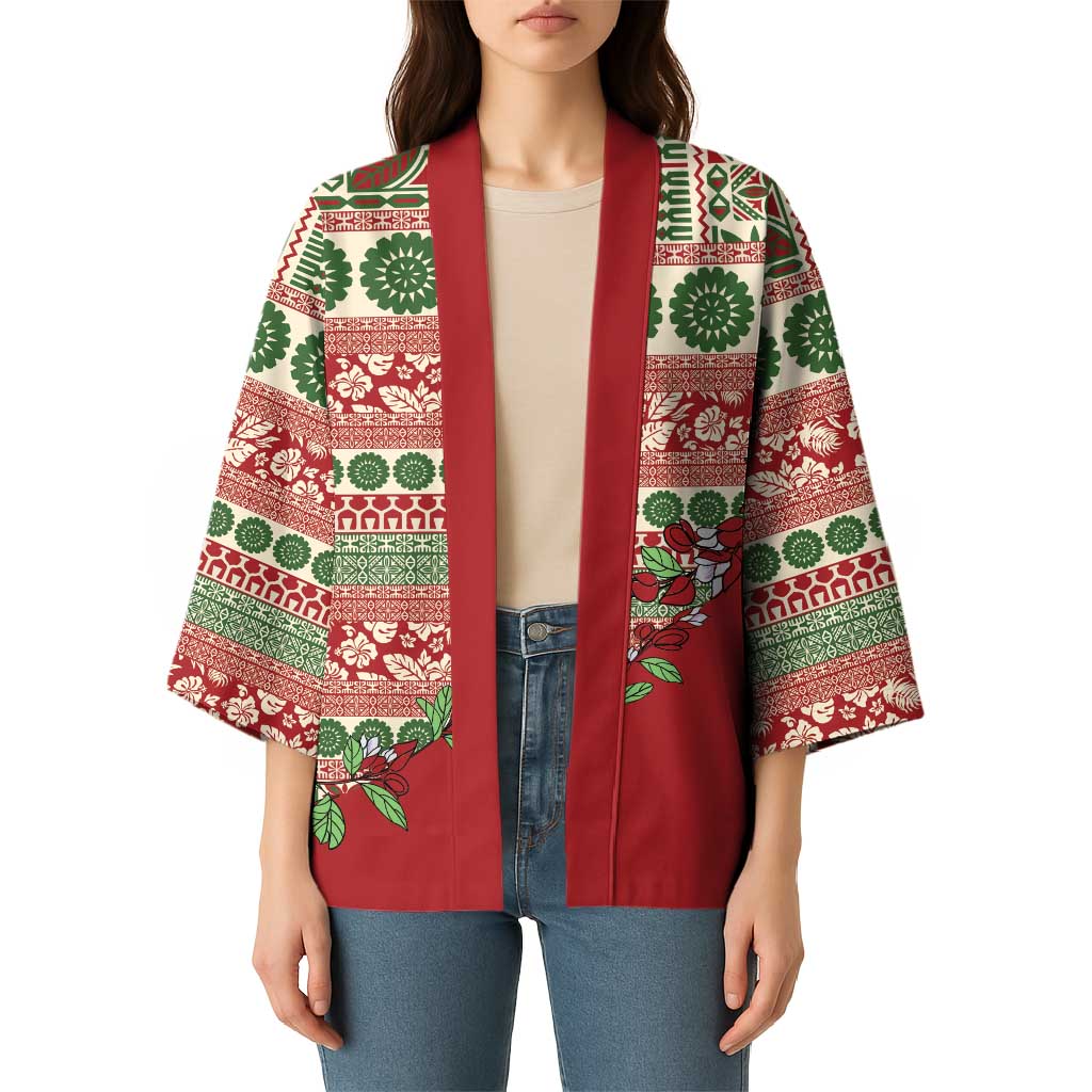 Fiji Marau na Kerisimasi Kimono Red Tagimoucia Tapa Masi Tribal - Polynesian Pride