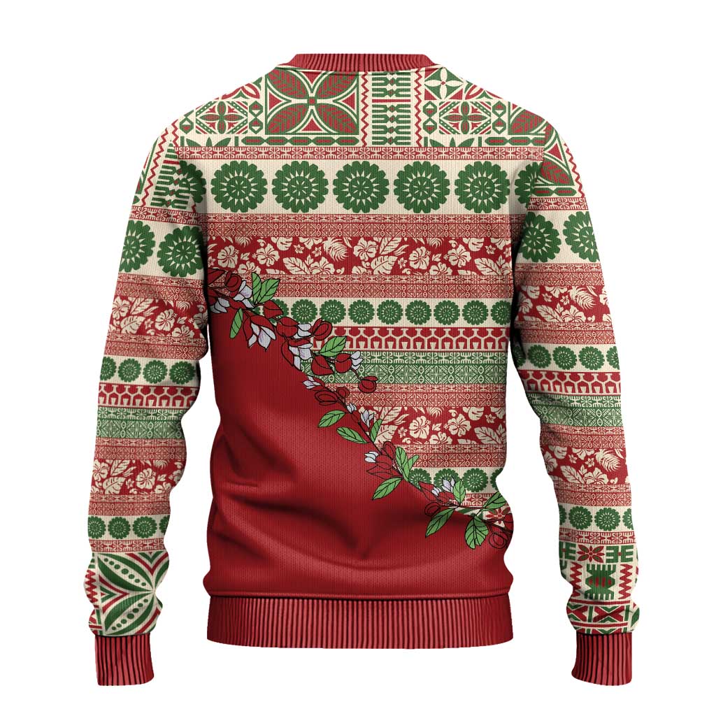 Fiji Marau na Kerisimasi Ugly Christmas Sweater Red Tagimoucia Tapa Masi Tribal - Polynesian Pride