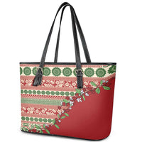 Fiji Marau na Kerisimasi Leather Tote Bag Red Tagimoucia Tapa Masi Tribal - Polynesian Pride