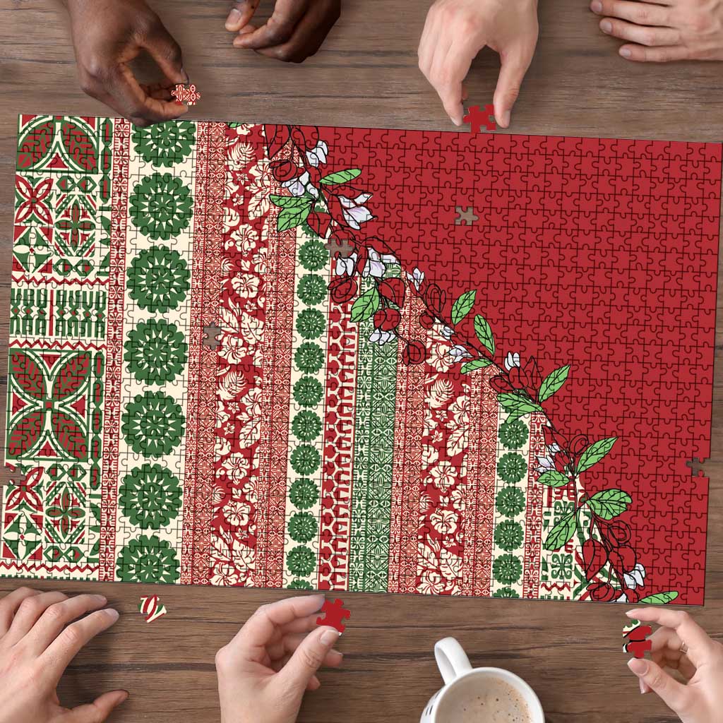 Fiji Marau na Kerisimasi Puzzle Red Tagimoucia Tapa Masi Tribal - Polynesian Pride