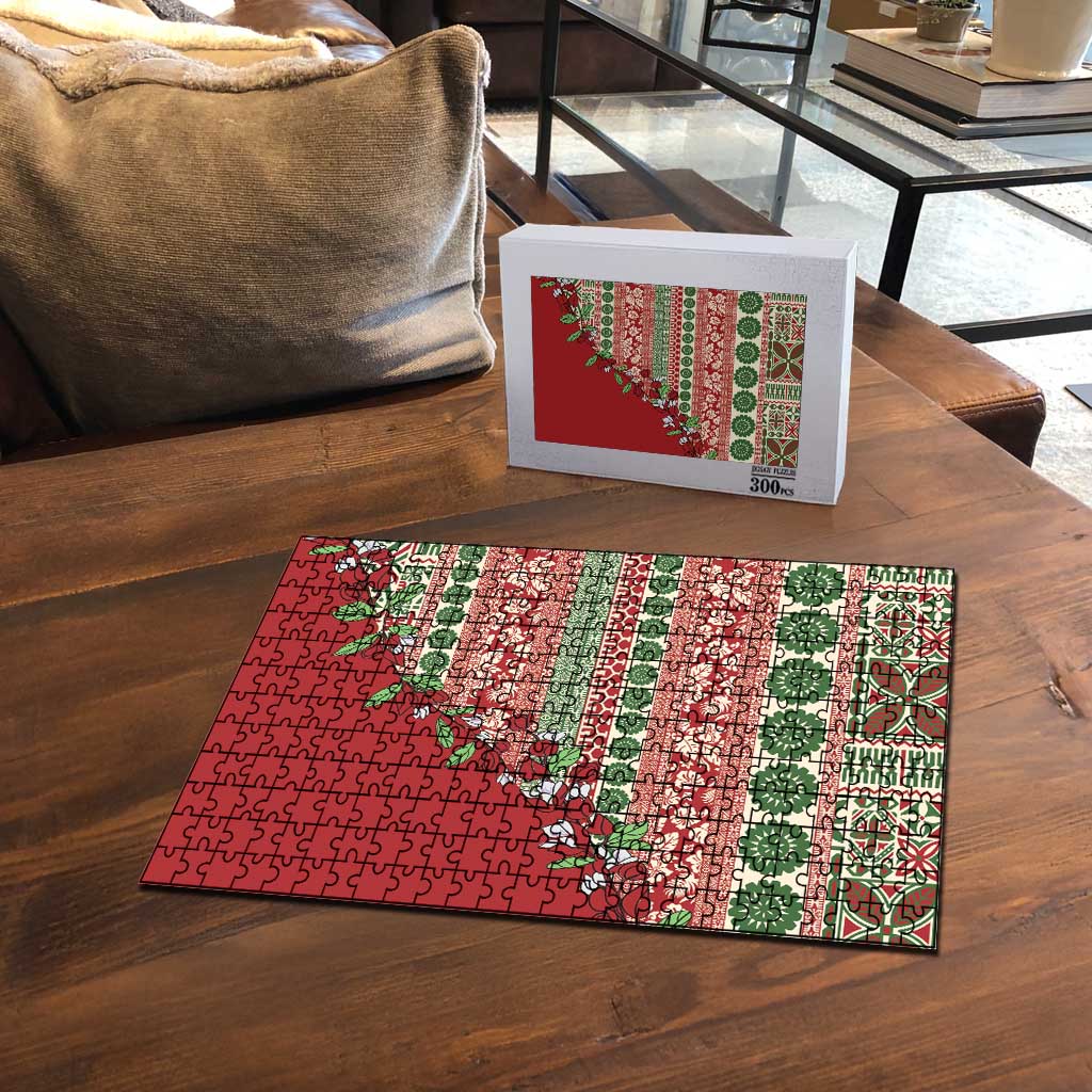 Fiji Marau na Kerisimasi Puzzle Red Tagimoucia Tapa Masi Tribal - Polynesian Pride