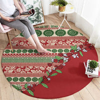 Fiji Marau na Kerisimasi Round Carpet Red Tagimoucia Tapa Masi Tribal - Polynesian Pride