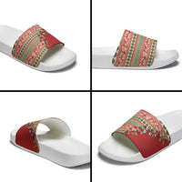 Fiji Marau na Kerisimasi Slide Sandals Red Tagimoucia Tapa Masi Tribal - Polynesian Pride