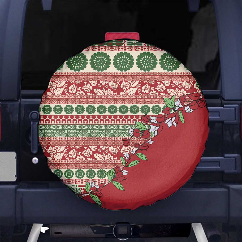 Fiji Marau na Kerisimasi Spare Tire Cover Red Tagimoucia Tapa Masi Tribal - Polynesian Pride