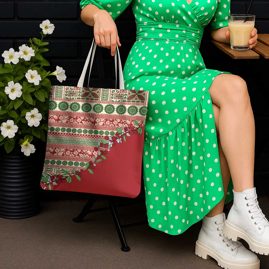 Fiji Marau na Kerisimasi Tote Bag Red Tagimoucia Tapa Masi Tribal - Polynesian Pride