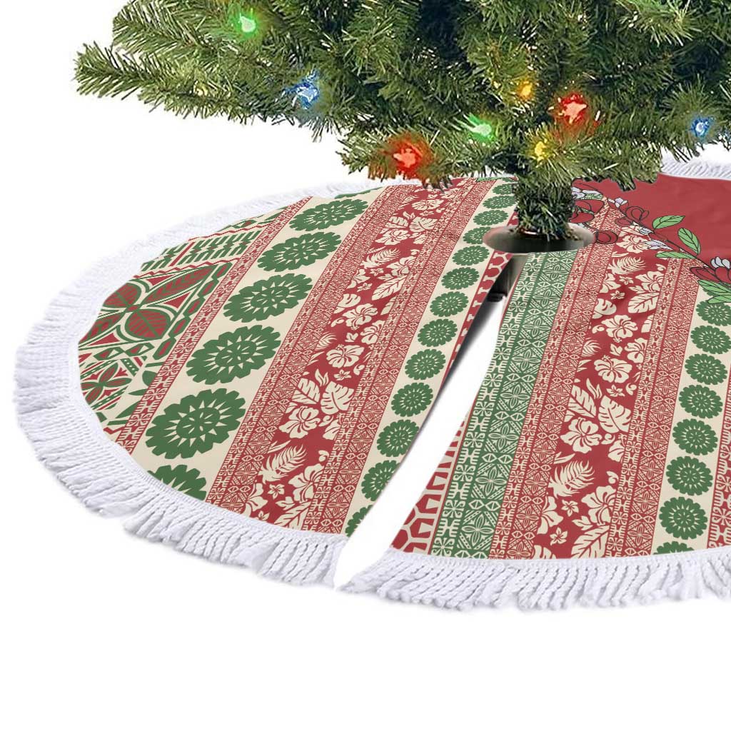 Fiji Marau na Kerisimasi Tree Skirt Red Tagimoucia Tapa Masi Tribal - Polynesian Pride