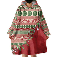 Fiji Marau na Kerisimasi Wearable Blanket Hoodie Red Tagimoucia Tapa Masi Tribal - Polynesian Pride