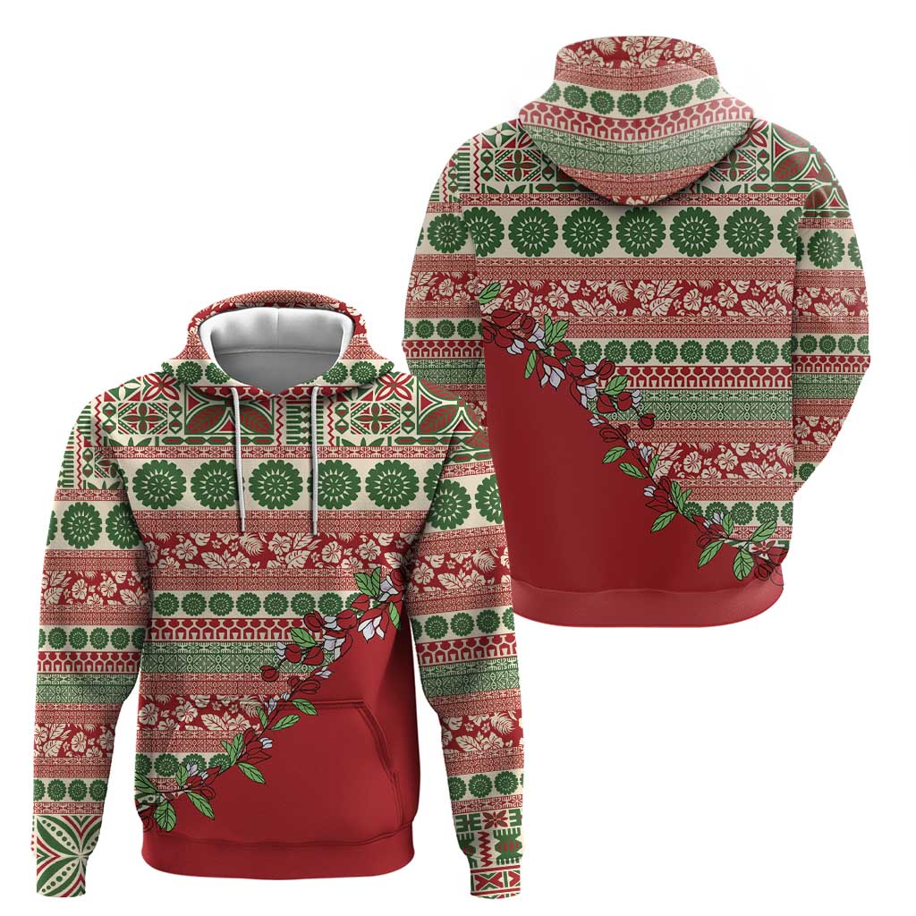 Fiji Marau na Kerisimasi Zip Hoodie Red Tagimoucia Tapa Masi Tribal - Polynesian Pride