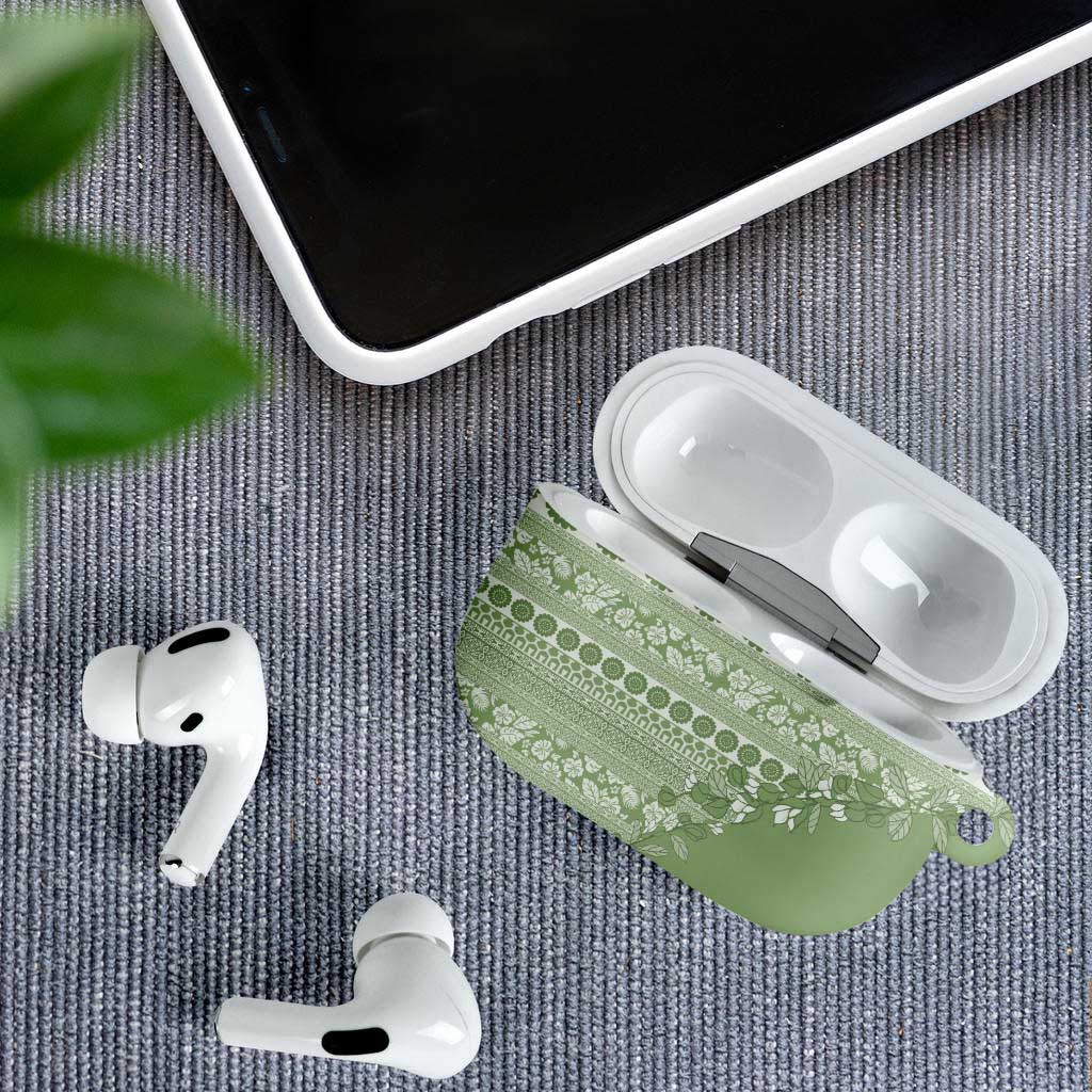 Fiji Marau na Kerisimasi AirPods Case Sage Green Tagimoucia Tapa Masi Tribal LT9 - Polynesian Pride