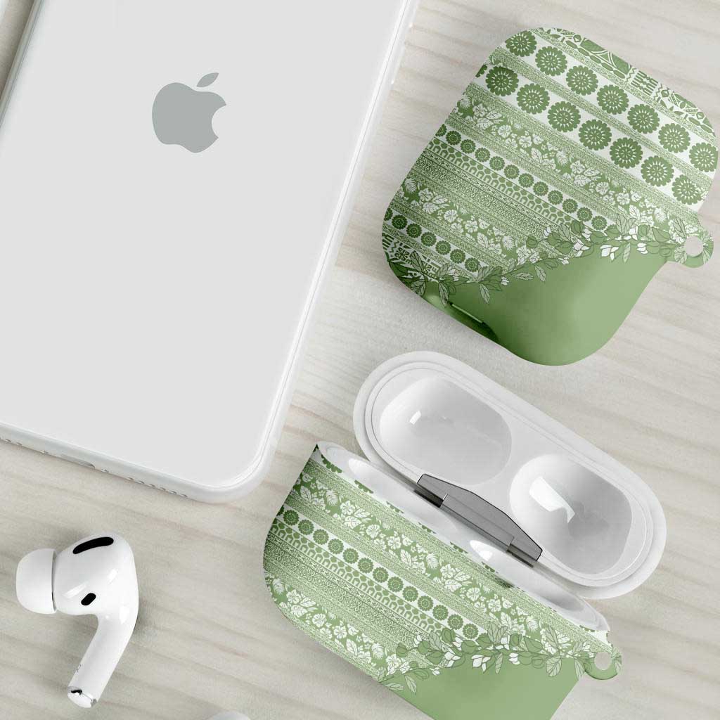 Fiji Marau na Kerisimasi AirPods Case Sage Green Tagimoucia Tapa Masi Tribal LT9 - Polynesian Pride