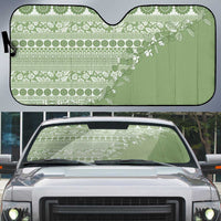 Fiji Marau na Kerisimasi Auto Sun Shade Sage Green Tagimoucia Tapa Masi Tribal - Polynesian Pride