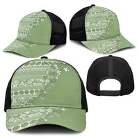 Fiji Marau na Kerisimasi Baseball Net Cap Sage Green Tagimoucia Tapa Masi Tribal - Polynesian Pride