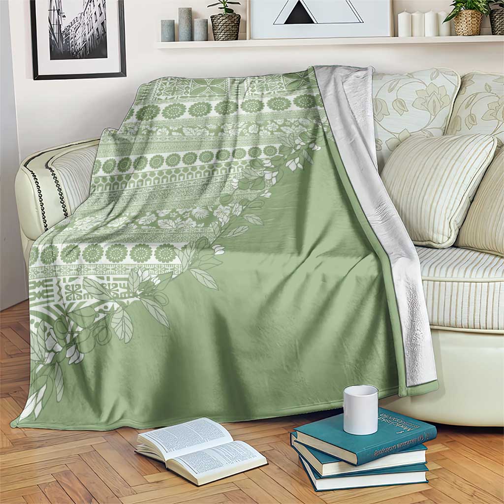 Fiji Marau na Kerisimasi Blanket Sage Green Tagimoucia Tapa Masi Tribal - Polynesian Pride