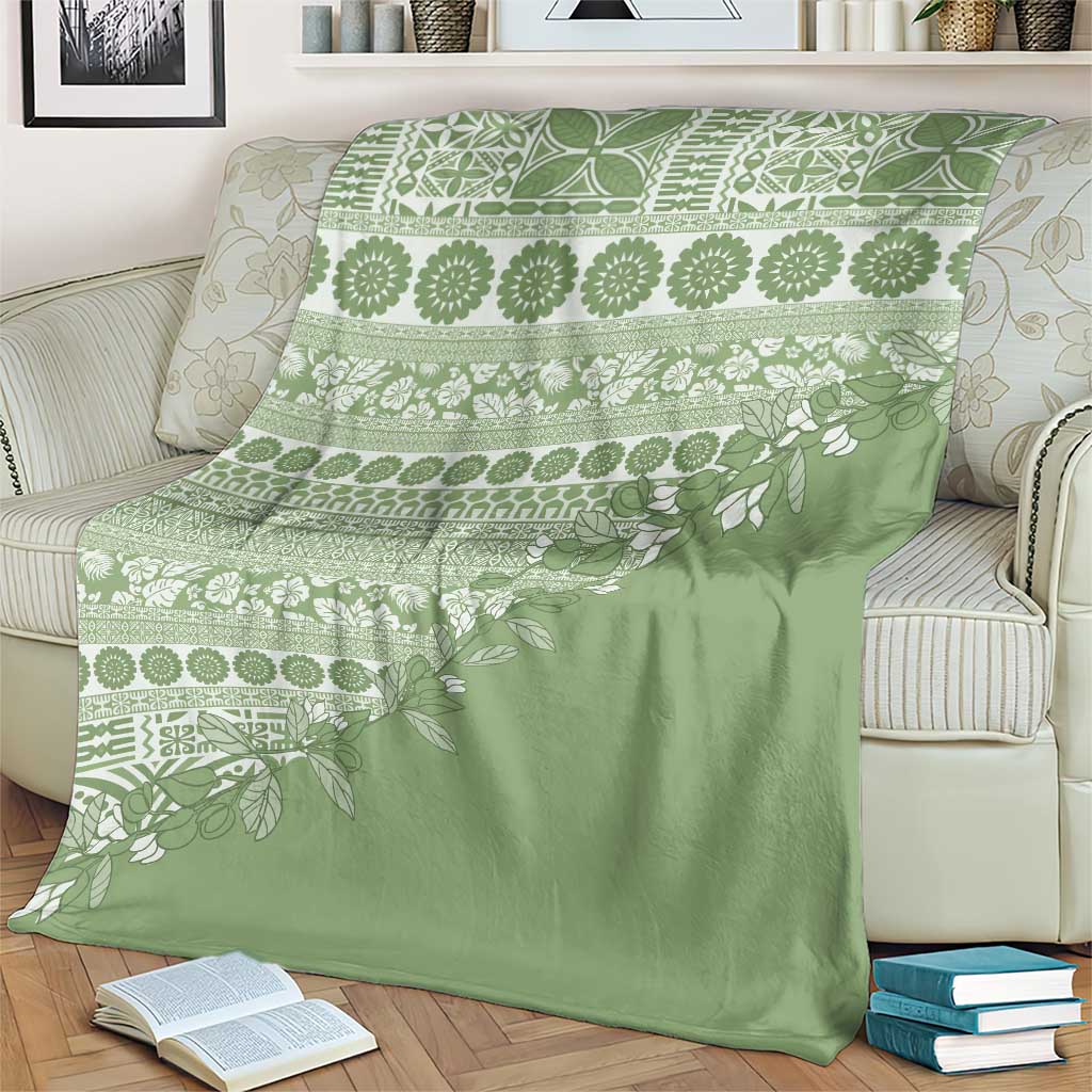 Fiji Marau na Kerisimasi Blanket Sage Green Tagimoucia Tapa Masi Tribal - Polynesian Pride