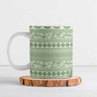Fiji Marau na Kerisimasi Ceramic Mug Sage Green Tagimoucia Tapa Masi Tribal LT9 Green - Polynesian Pride