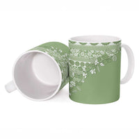 Fiji Marau na Kerisimasi Ceramic Mug Sage Green Tagimoucia Tapa Masi Tribal LT9 - Polynesian Pride