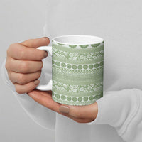 Fiji Marau na Kerisimasi Ceramic Mug Sage Green Tagimoucia Tapa Masi Tribal LT9 - Polynesian Pride