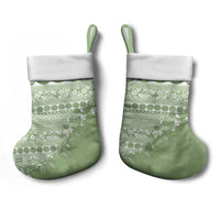 Fiji Marau na Kerisimasi Christmas Stocking Sage Green Tagimoucia Tapa Masi Tribal - Polynesian Pride