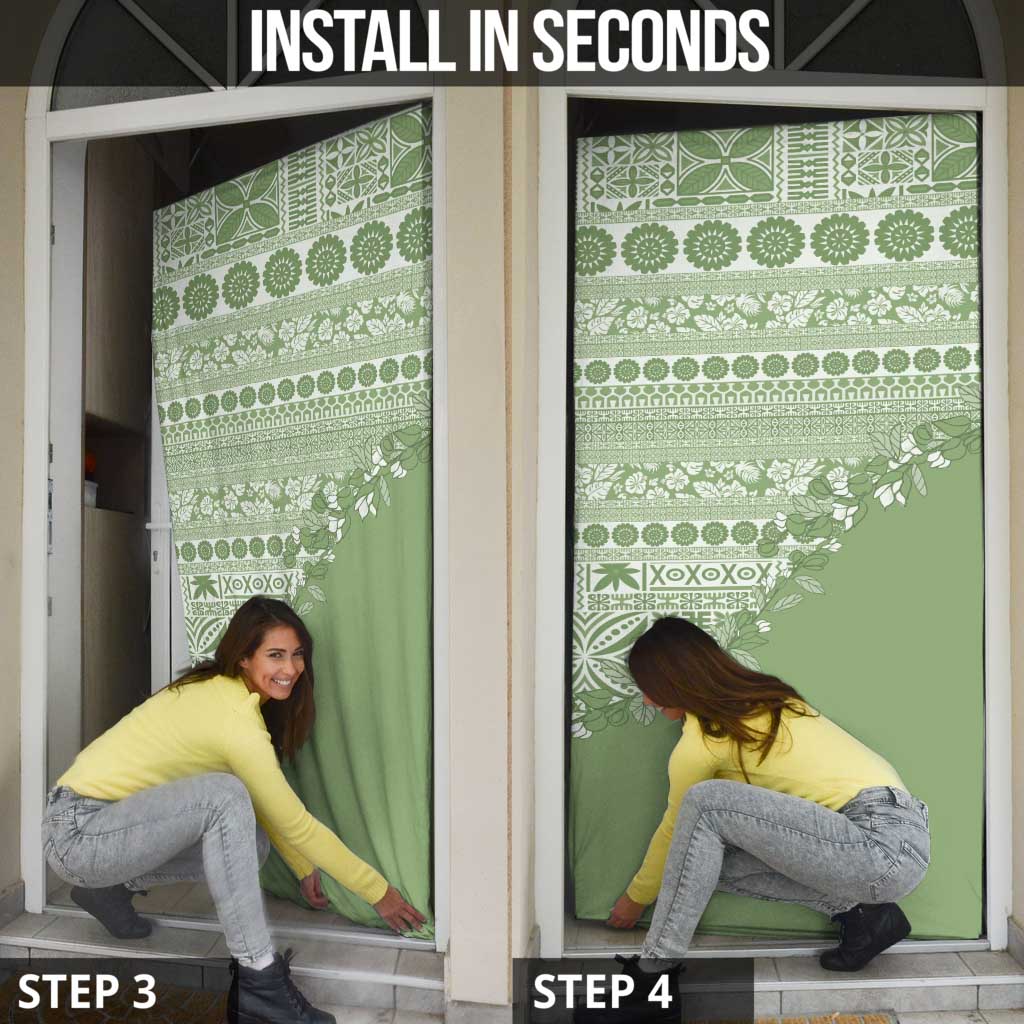 Fiji Marau na Kerisimasi Door Cover Sage Green Tagimoucia Tapa Masi Tribal - Polynesian Pride