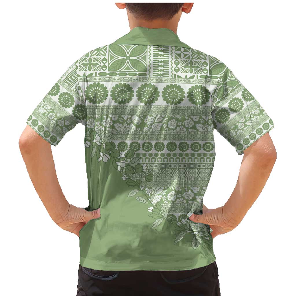 Fiji Marau na Kerisimasi Family Matching Mermaid Dress and Hawaiian Shirt Sage Green Tagimoucia Tapa Masi Tribal - Polynesian Pride