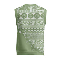 Fiji Marau na Kerisimasi Christmas Knitted V-Neck Vest Sage Green Tagimoucia Tapa Masi Tribal - Polynesian Pride