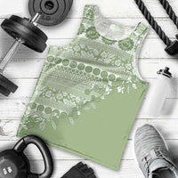 Fiji Marau na Kerisimasi Men Tank Top Sage Green Tagimoucia Tapa Masi Tribal - Polynesian Pride
