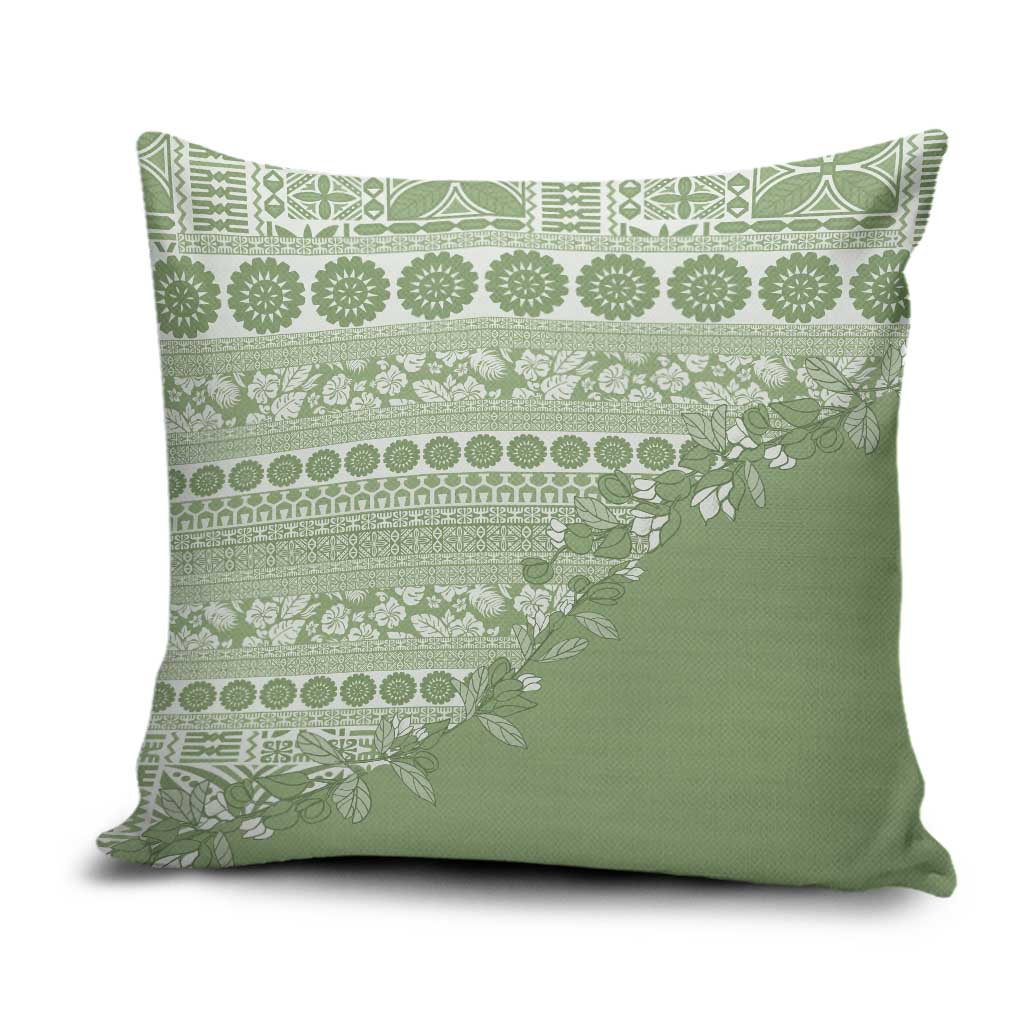 Fiji Marau na Kerisimasi Pillow Cover Sage Green Tagimoucia Tapa Masi Tribal - Polynesian Pride