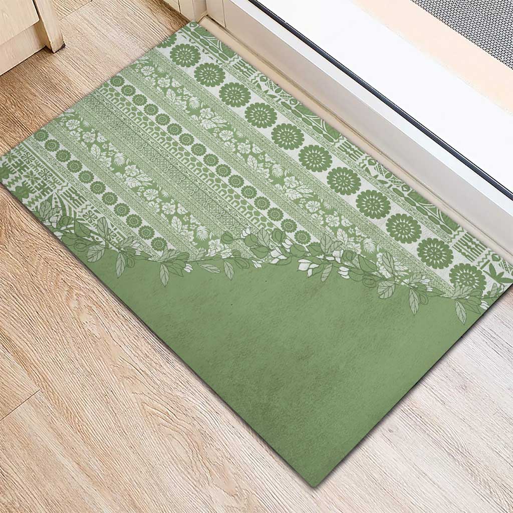 Fiji Marau na Kerisimasi Rubber Doormat Sage Green Tagimoucia Tapa Masi Tribal - Polynesian Pride