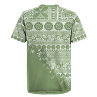 Fiji Marau na Kerisimasi Rugby Jersey Sage Green Tagimoucia Tapa Masi Tribal - Polynesian Pride