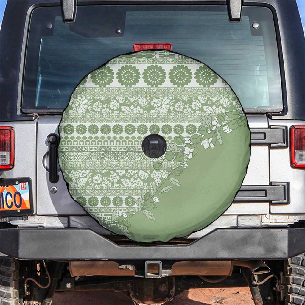 Fiji Marau na Kerisimasi Spare Tire Cover Sage Green Tagimoucia Tapa Masi Tribal - Polynesian Pride