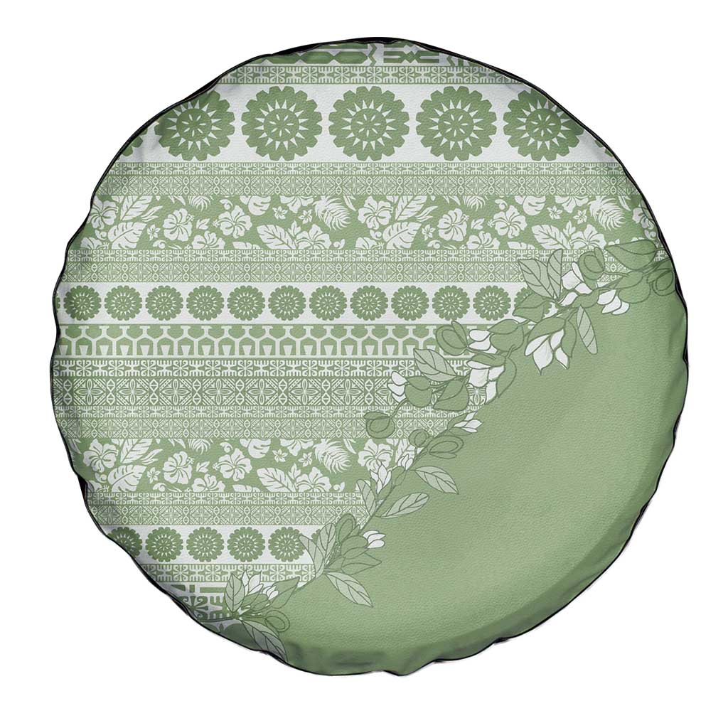 Fiji Marau na Kerisimasi Spare Tire Cover Sage Green Tagimoucia Tapa Masi Tribal - Polynesian Pride
