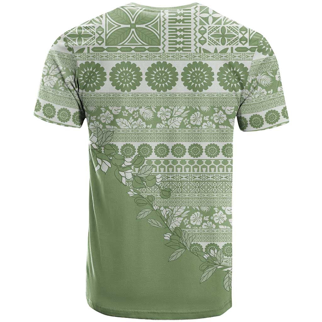 Fiji Marau na Kerisimasi T Shirt Sage Green Tagimoucia Tapa Masi Tribal - Polynesian Pride