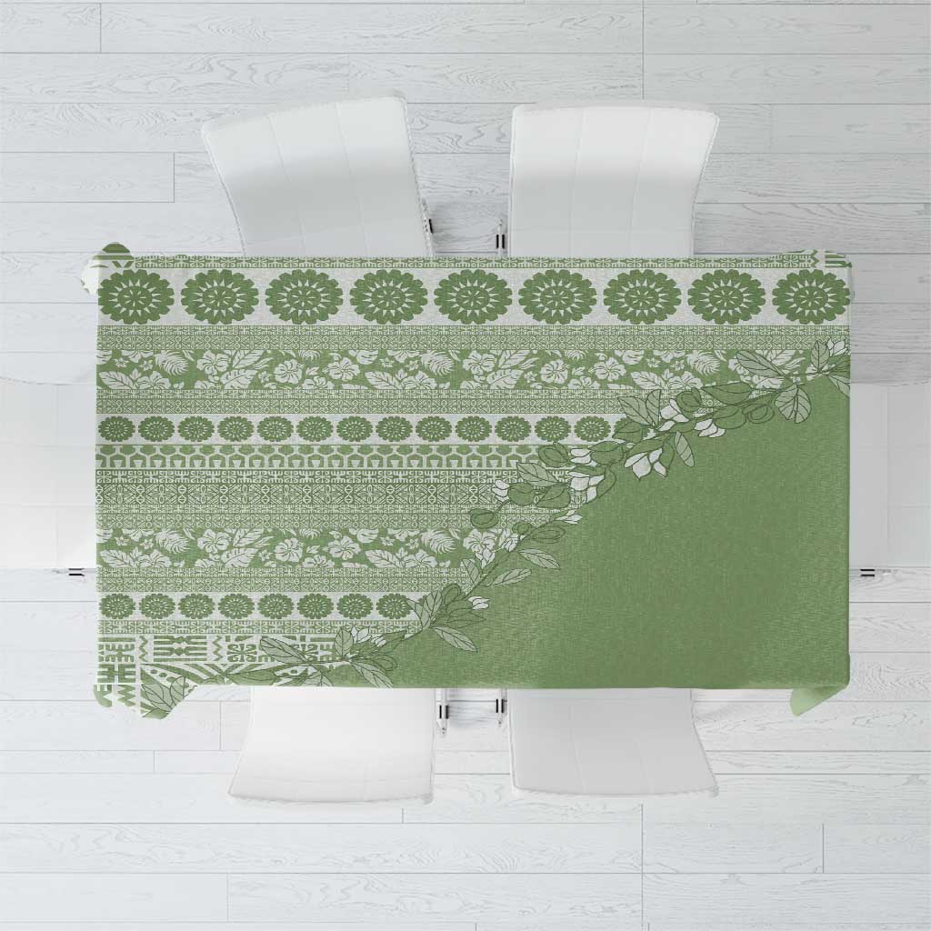 Fiji Marau na Kerisimasi Tablecloth Sage Green Tagimoucia Tapa Masi Tribal - Polynesian Pride
