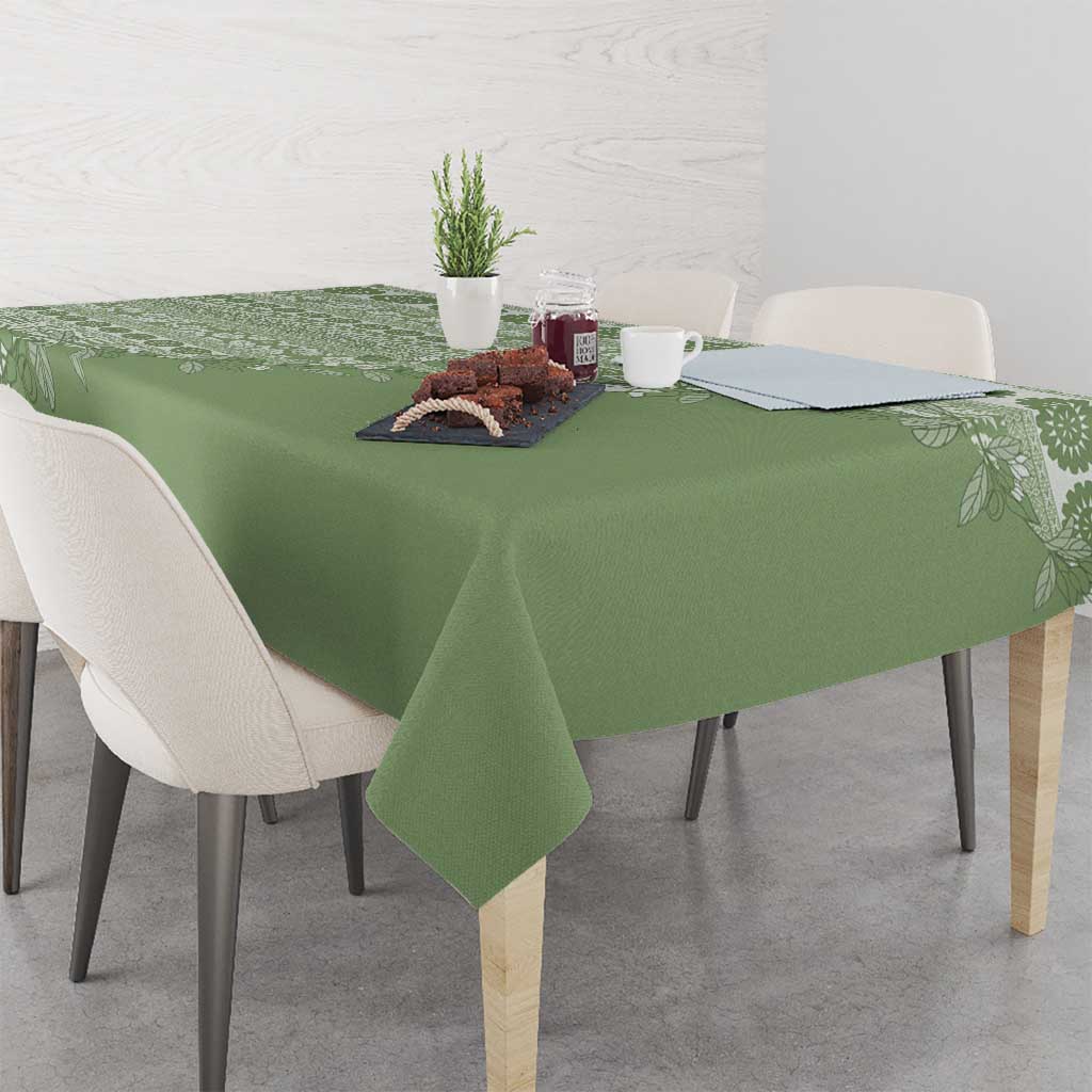 Fiji Marau na Kerisimasi Tablecloth Sage Green Tagimoucia Tapa Masi Tribal - Polynesian Pride