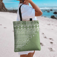 Fiji Marau na Kerisimasi Tote Bag Sage Green Tagimoucia Tapa Masi Tribal LT9 - Polynesian Pride