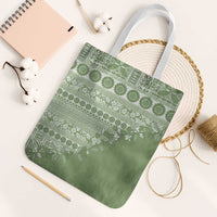 Fiji Marau na Kerisimasi Tote Bag Sage Green Tagimoucia Tapa Masi Tribal LT9 White Strap One Size Green - Polynesian Pride